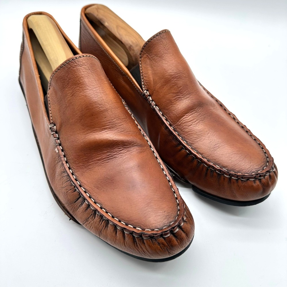 To Boot New York Mens Key Largo Cervo Leather Driver Cognac Moc Toe Loafers 11.5